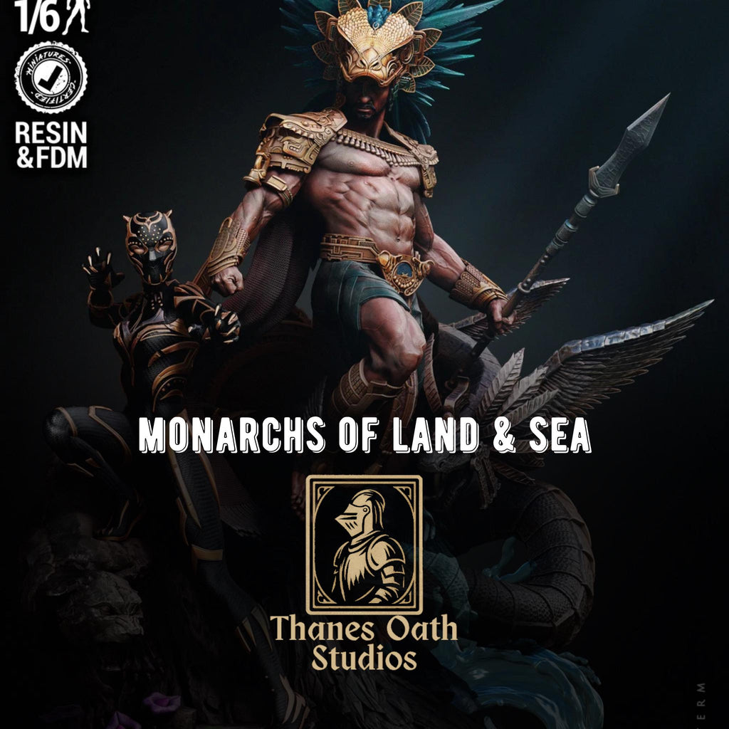 Monarchs Of Land & Sea - Superhero Comics Diorama Namor Black Panther Resin Figure 16K