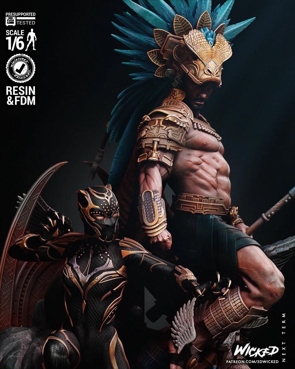 Monarchs Of Land & Sea - Superhero Comics Diorama Namor Black Panther Resin Figure 16K