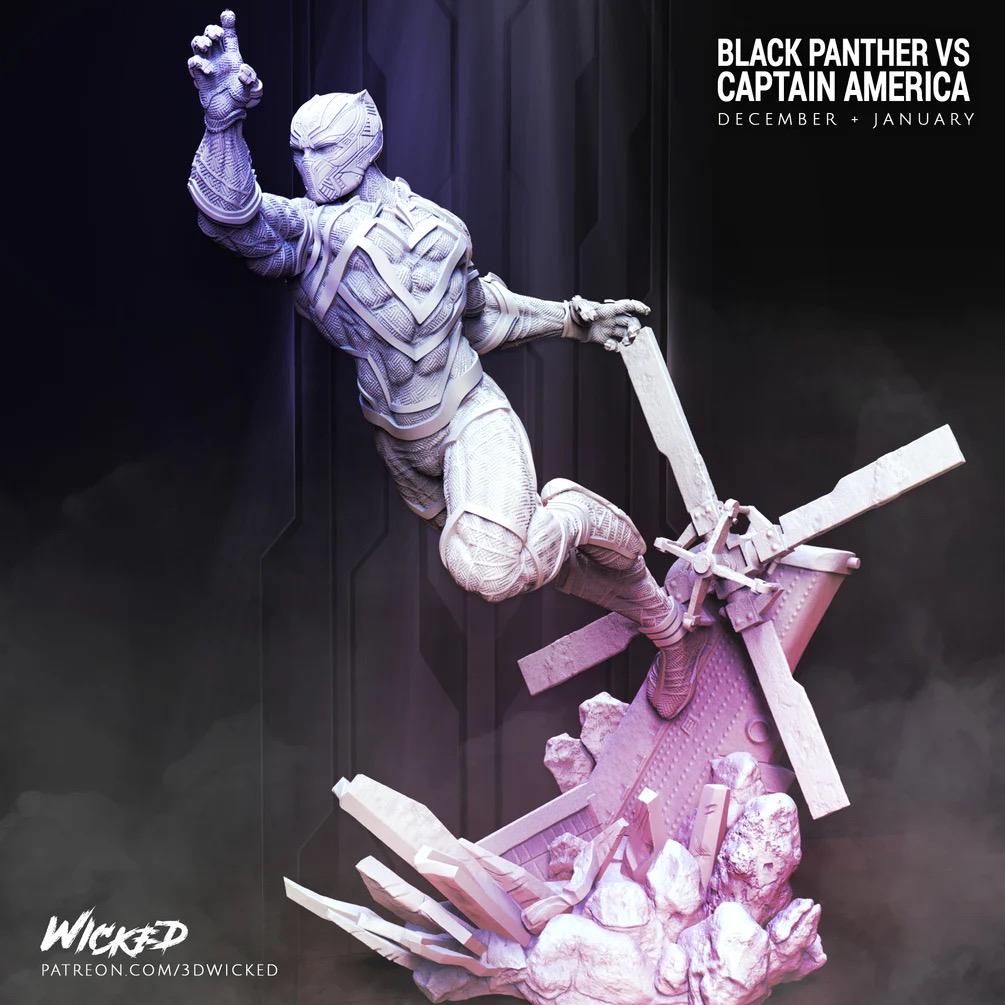 Obsidian King - Superhero Panther King Comic African Warrior Black Panther Resin Figure 16K
