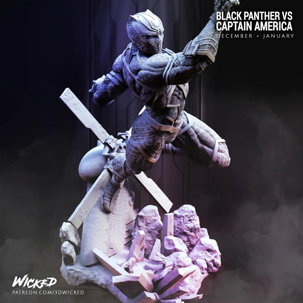 Obsidian King - Superhero Panther King Comic African Warrior Black Panther Resin Figure 16K