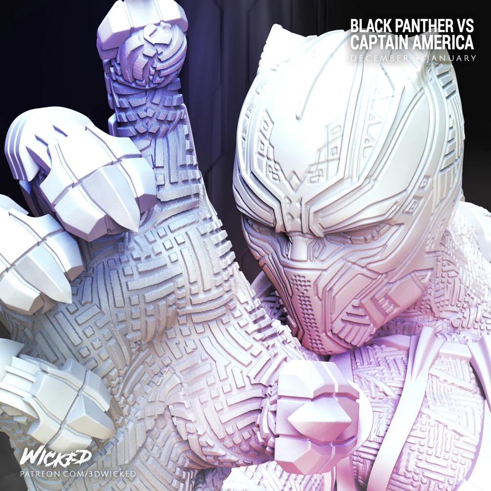 Obsidian King - Superhero Panther King Comic African Warrior Black Panther Resin Figure 16K