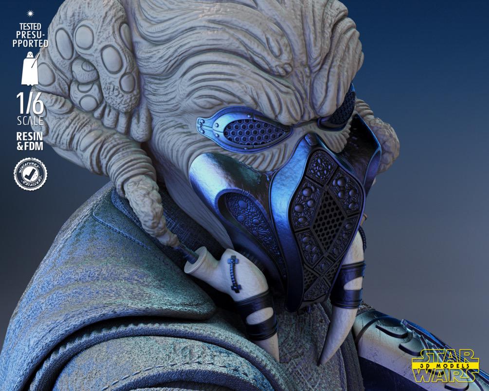 Storm-Masked Council Master - Sci Fi Alien Force Master High Council Plo Koon Resin Figure 16K