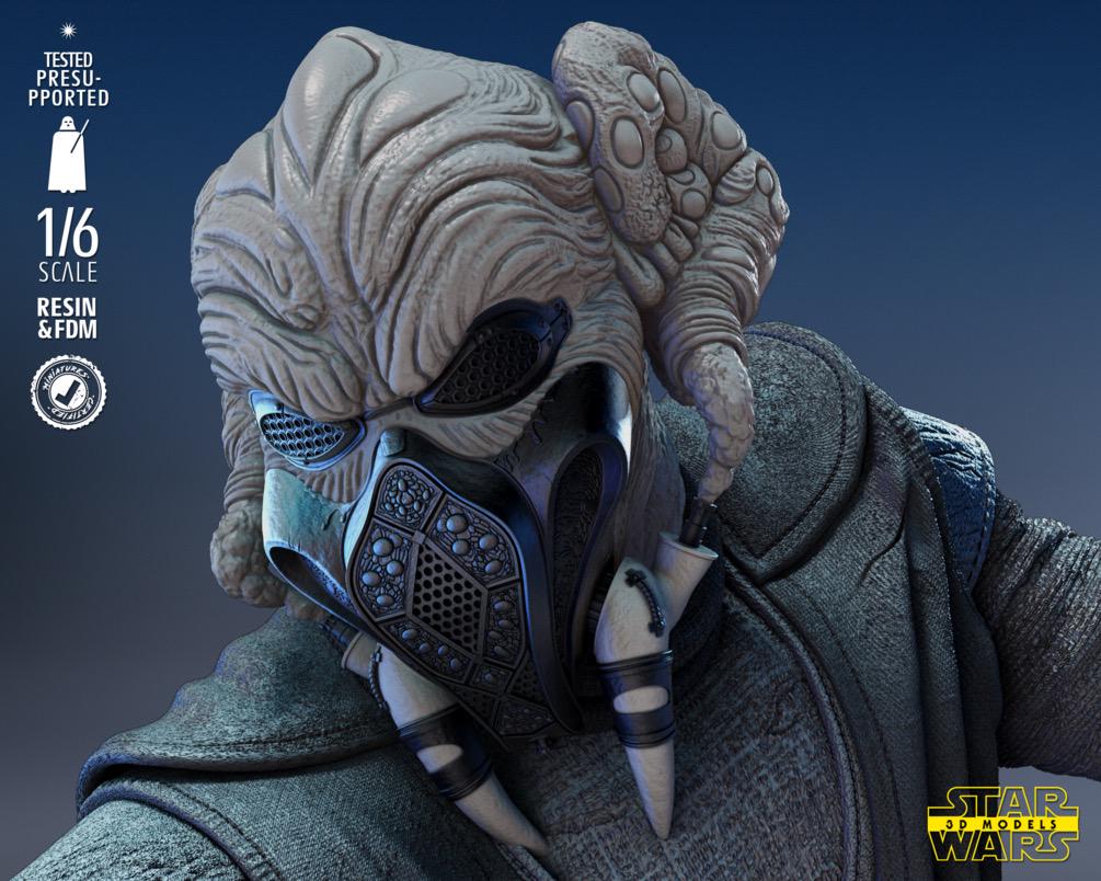 Storm-Masked Council Master - Sci Fi Alien Force Master High Council Plo Koon Resin Figure 16K