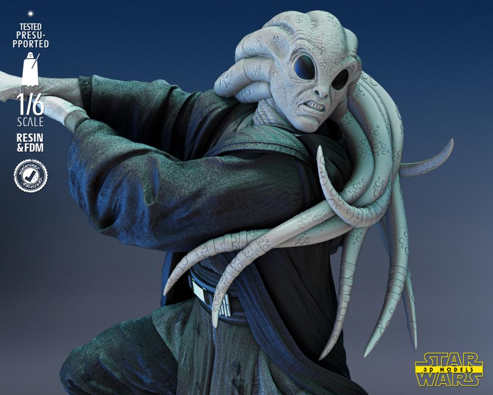 Tidebound Council Master - Sci Fi Alien Force Master High Council Kit Fisto Resin Figure 16K