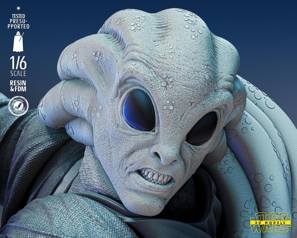 Tidebound Council Master - Sci Fi Alien Force Master High Council Kit Fisto Resin Figure 16K
