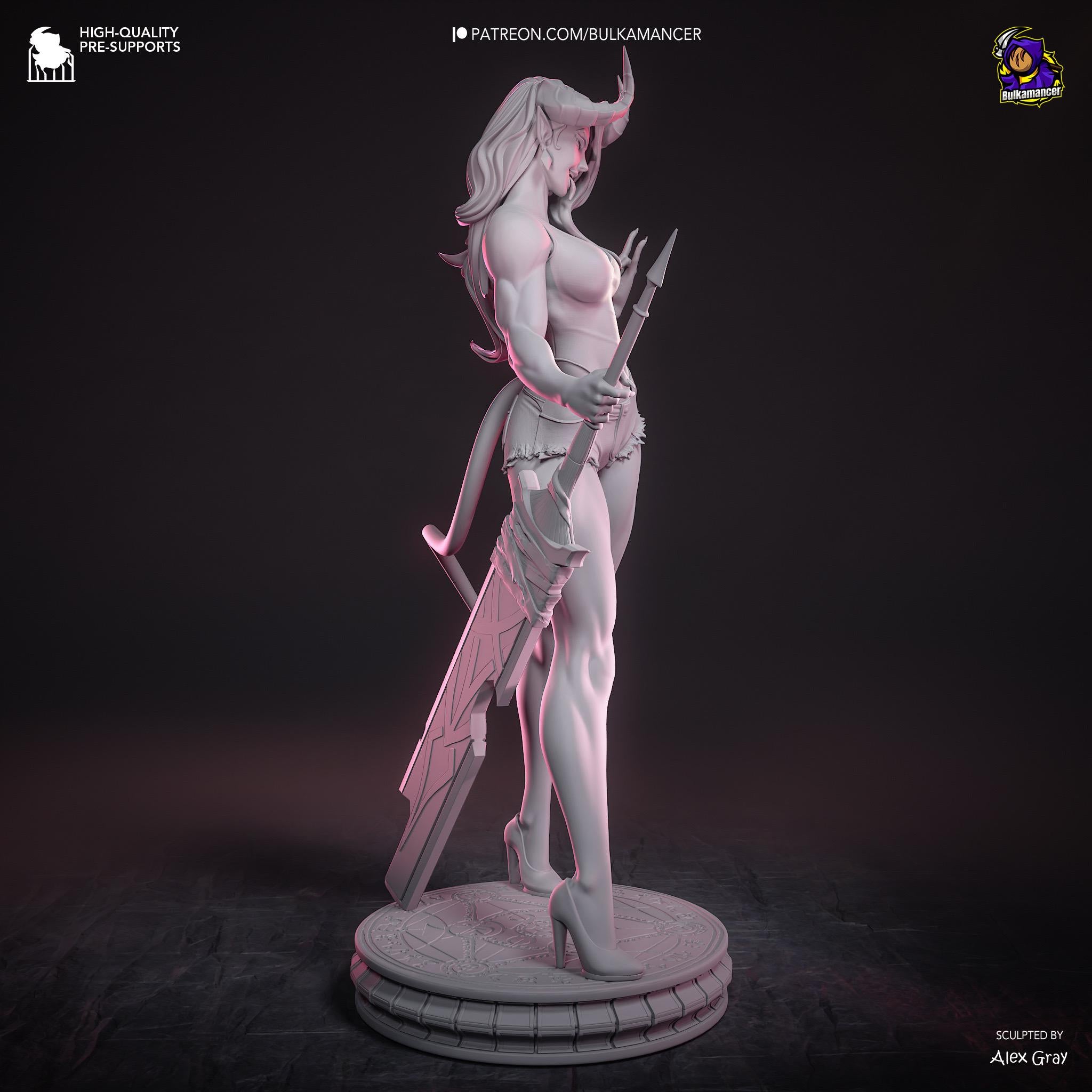 Horned Demon - Dark Fantasy Demonic Gothic Malevola Resin Figure 16K