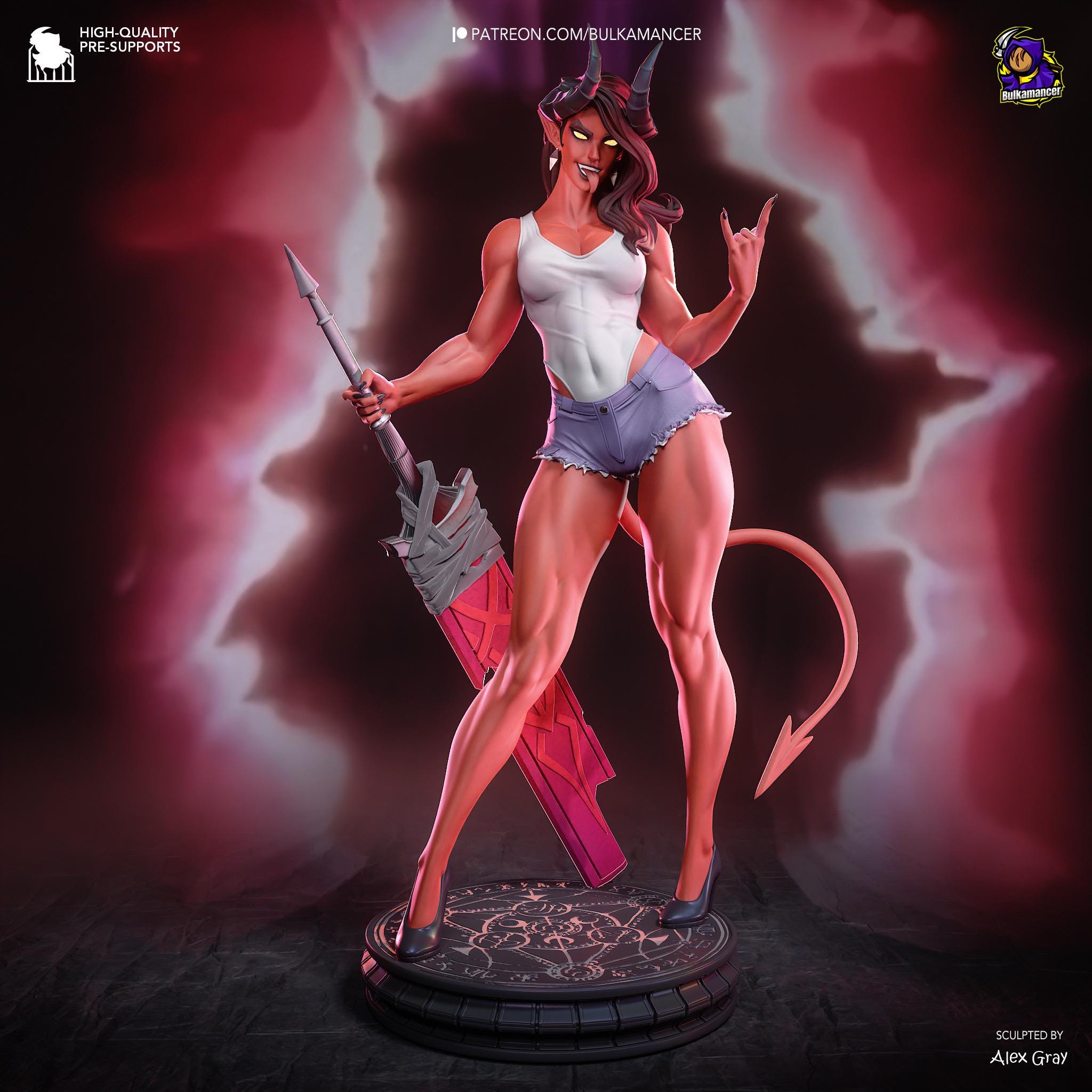 Horned Demon - Dark Fantasy Demonic Gothic Malevola Resin Figure 16K