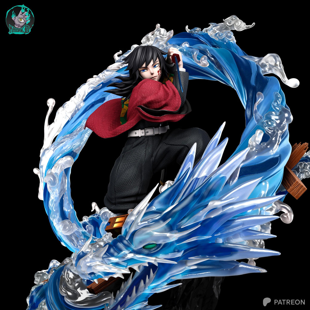 The Silent Tide - Demon Hunter Katana Warrior Anime Giyu Tomioka Resin Figure 16K