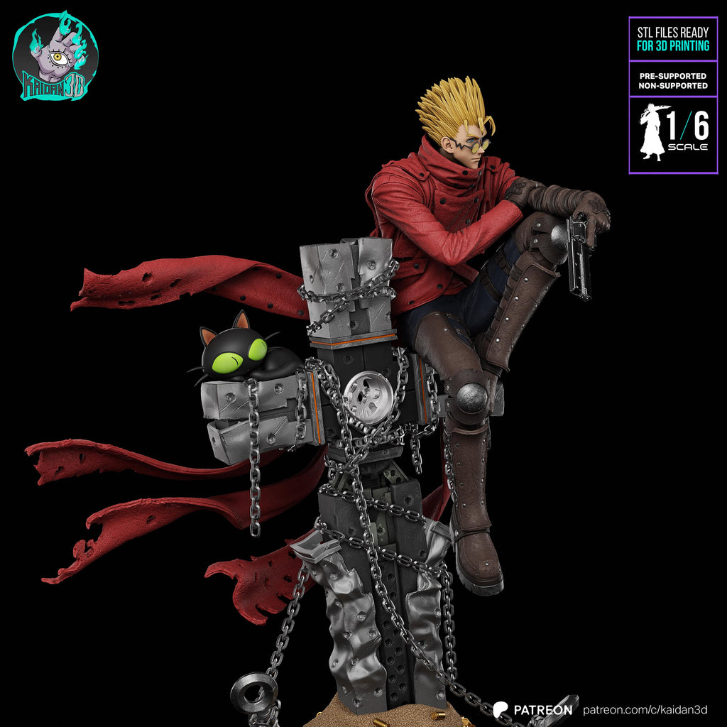 The Smiling Catastrophe - Gunslinger Sci-fi Western Outlaw Anime Vash The Stampede Resin Figure 16K