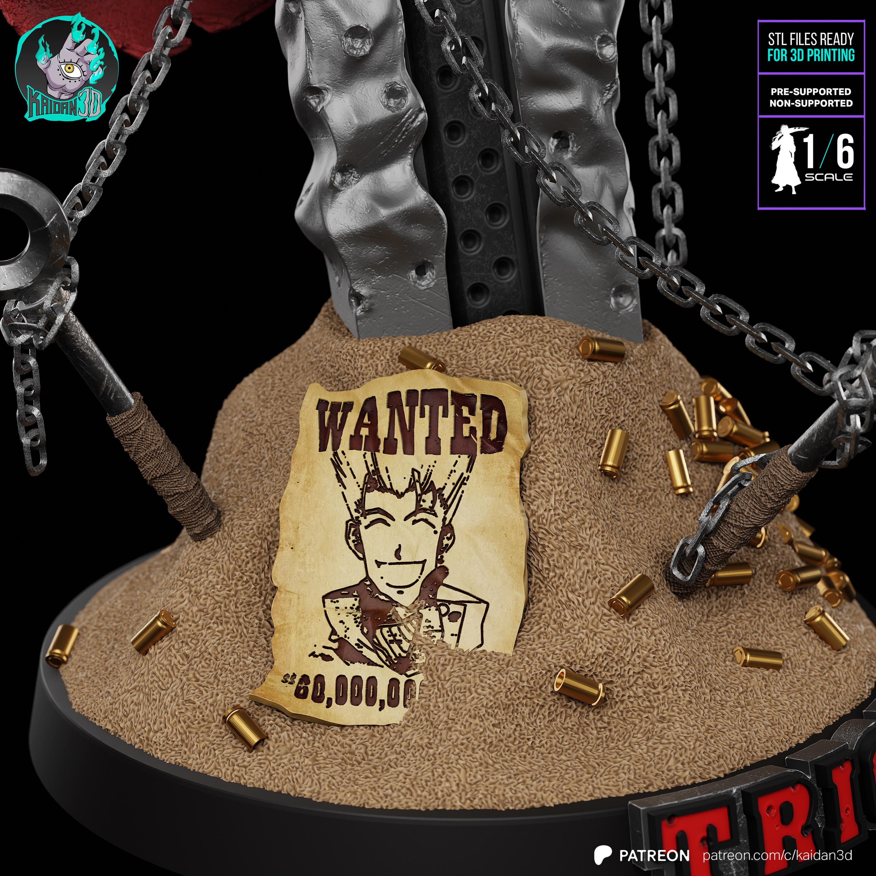 The Smiling Catastrophe - Gunslinger Sci-fi Western Outlaw Anime Vash The Stampede Resin Figure 16K