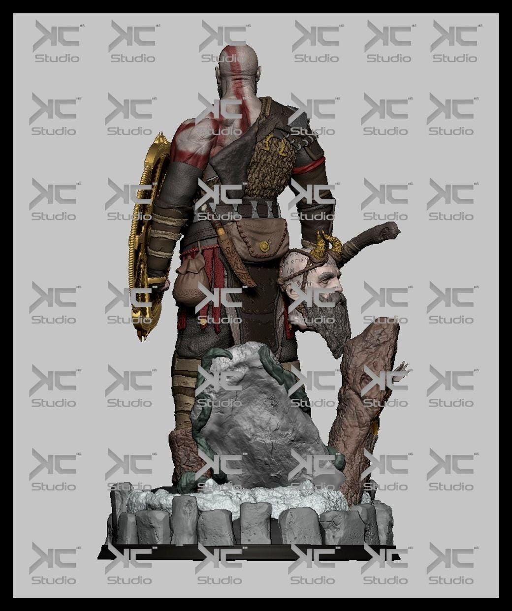 Scarred Godslayer - Nordic Dark Mythology Fantasy God Kratos Resin Figure 16K