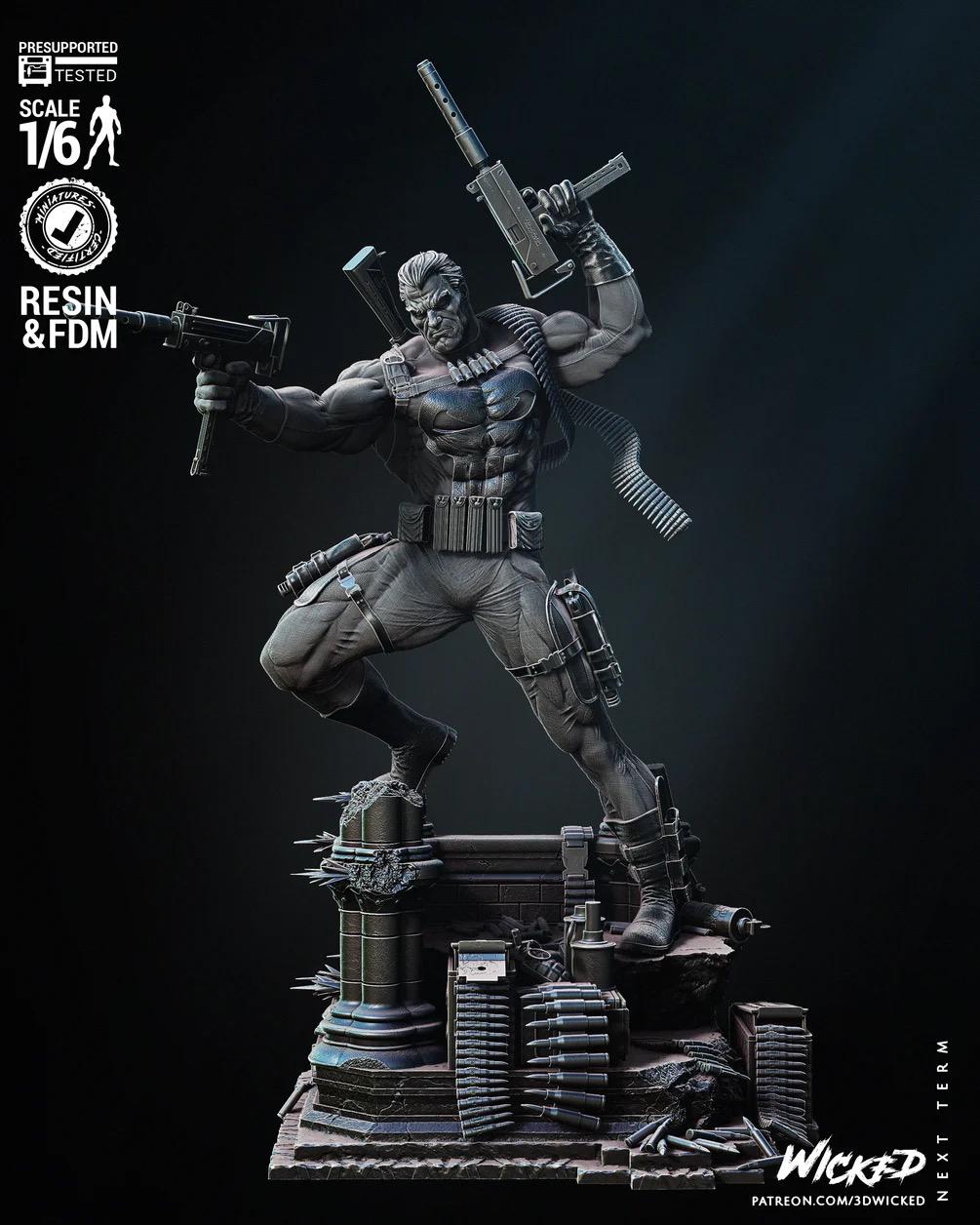 Skull-marked Enforcer - Vigilante Superhero Skull Soldier The Punisher Resin Figure 16K