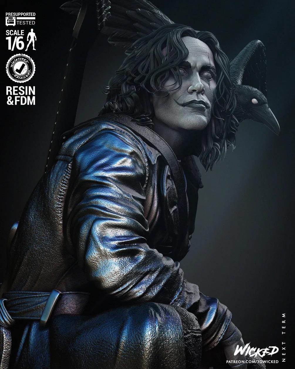 Ashes & Six Strings - Musician Murderer Revenge Action Thriller The Crow Resin Figure 16K