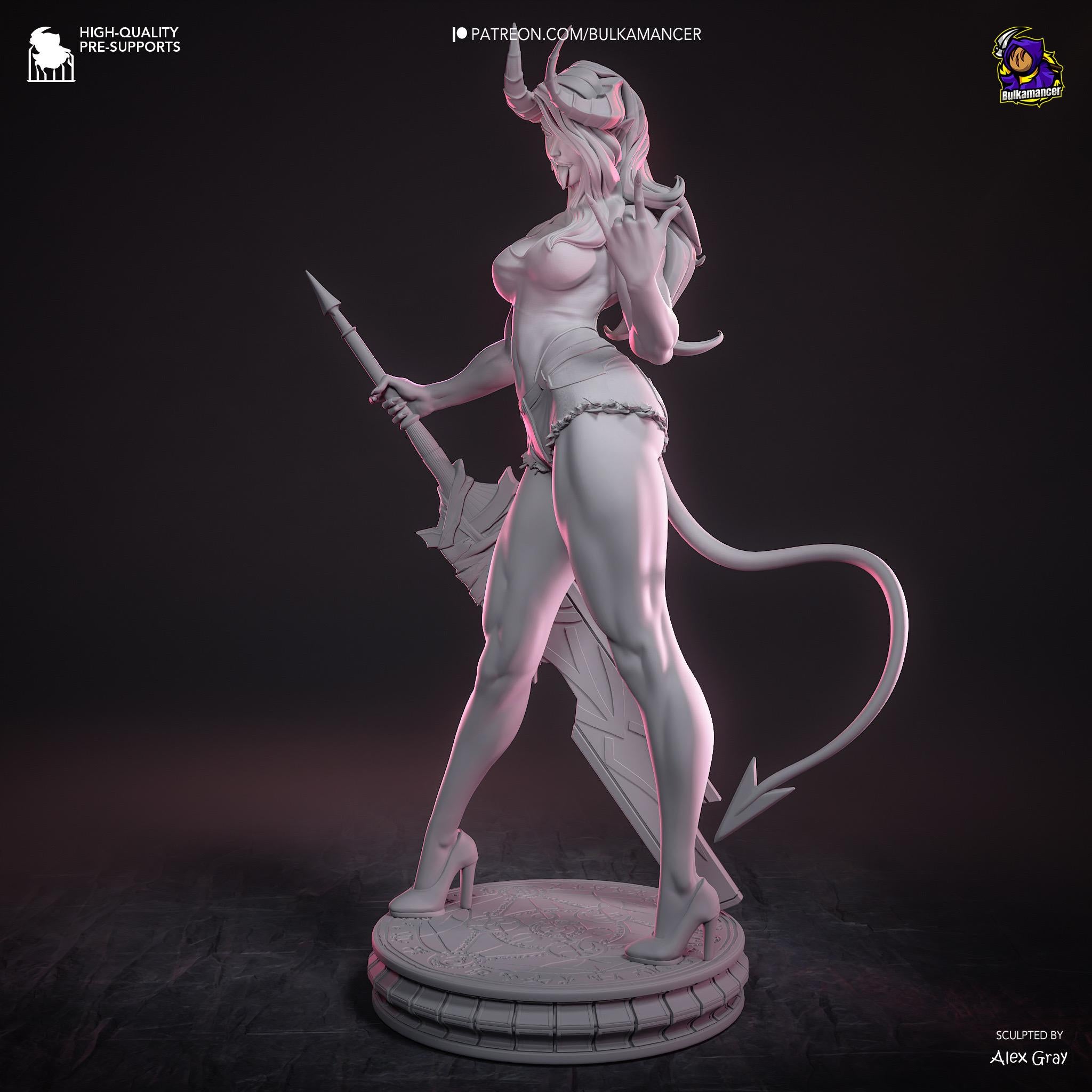 Horned Demon - Dark Fantasy Demonic Gothic Malevola Resin Figure 16K