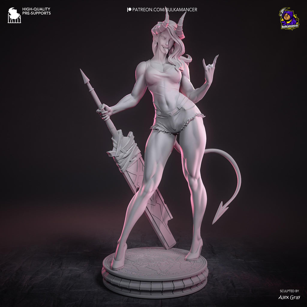 Horned Demon - Dark Fantasy Demonic Gothic Malevola Resin Figure 16K