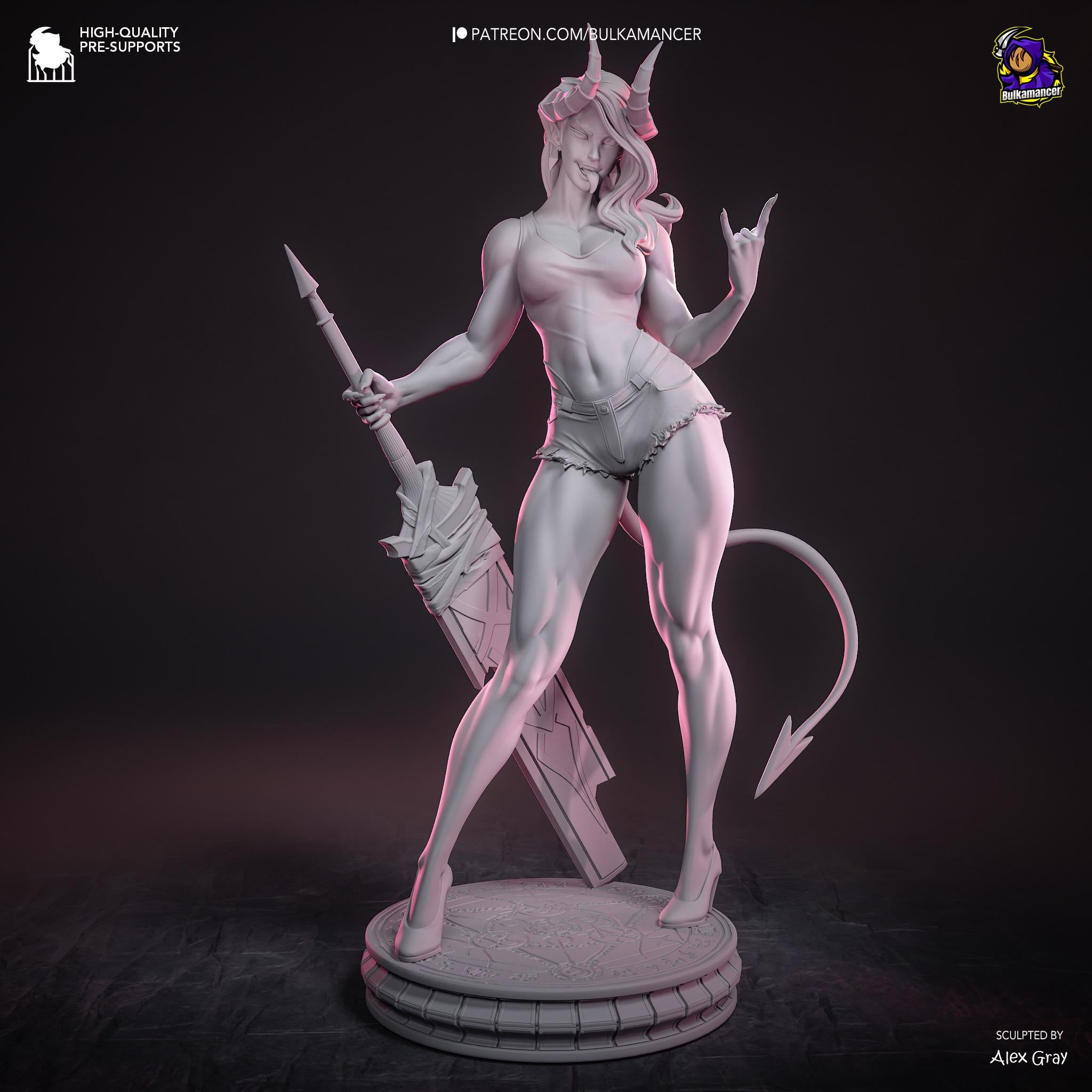 Horned Demon - Dark Fantasy Demonic Gothic Malevola Resin Figure 16K