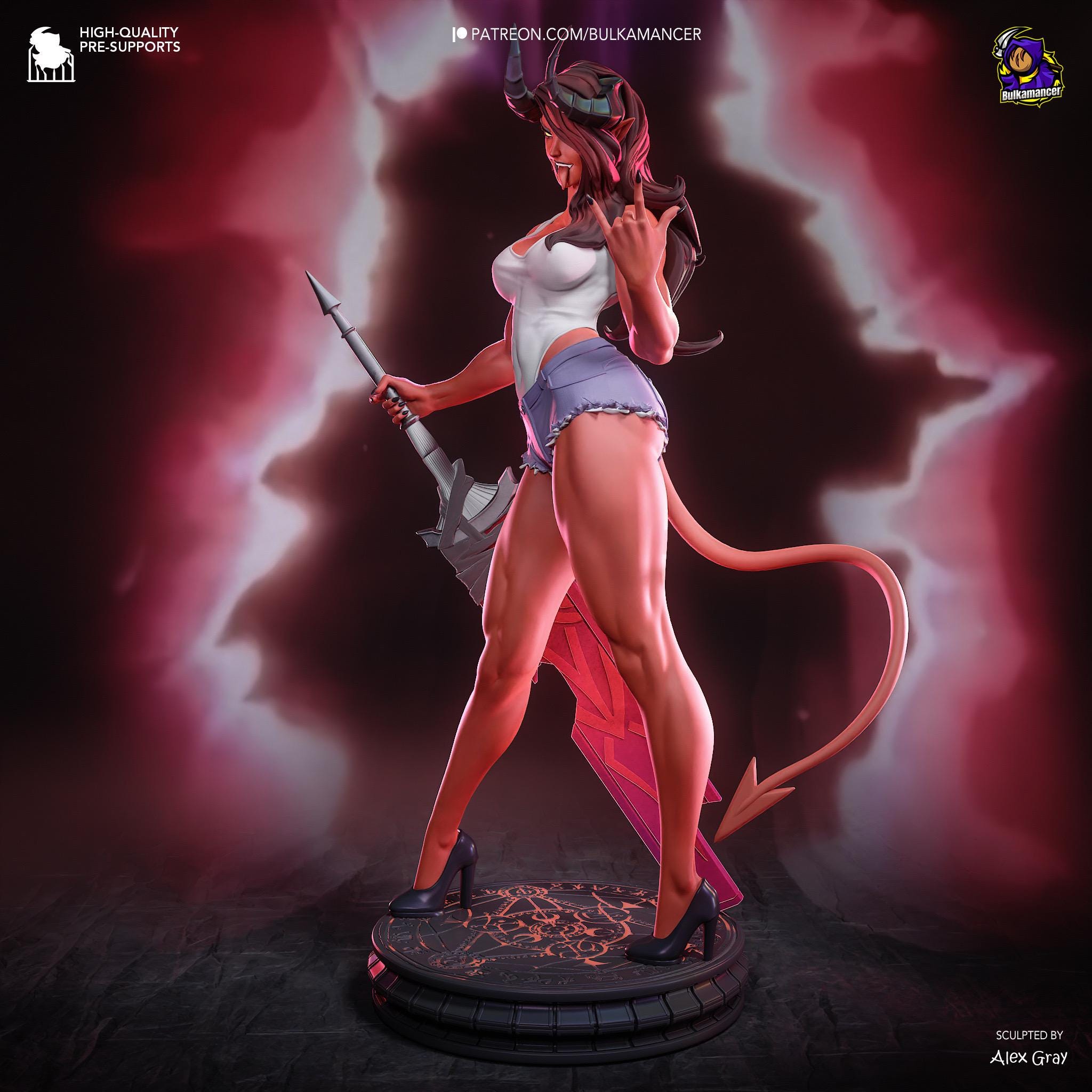 Horned Demon - Dark Fantasy Demonic Gothic Malevola Resin Figure 16K