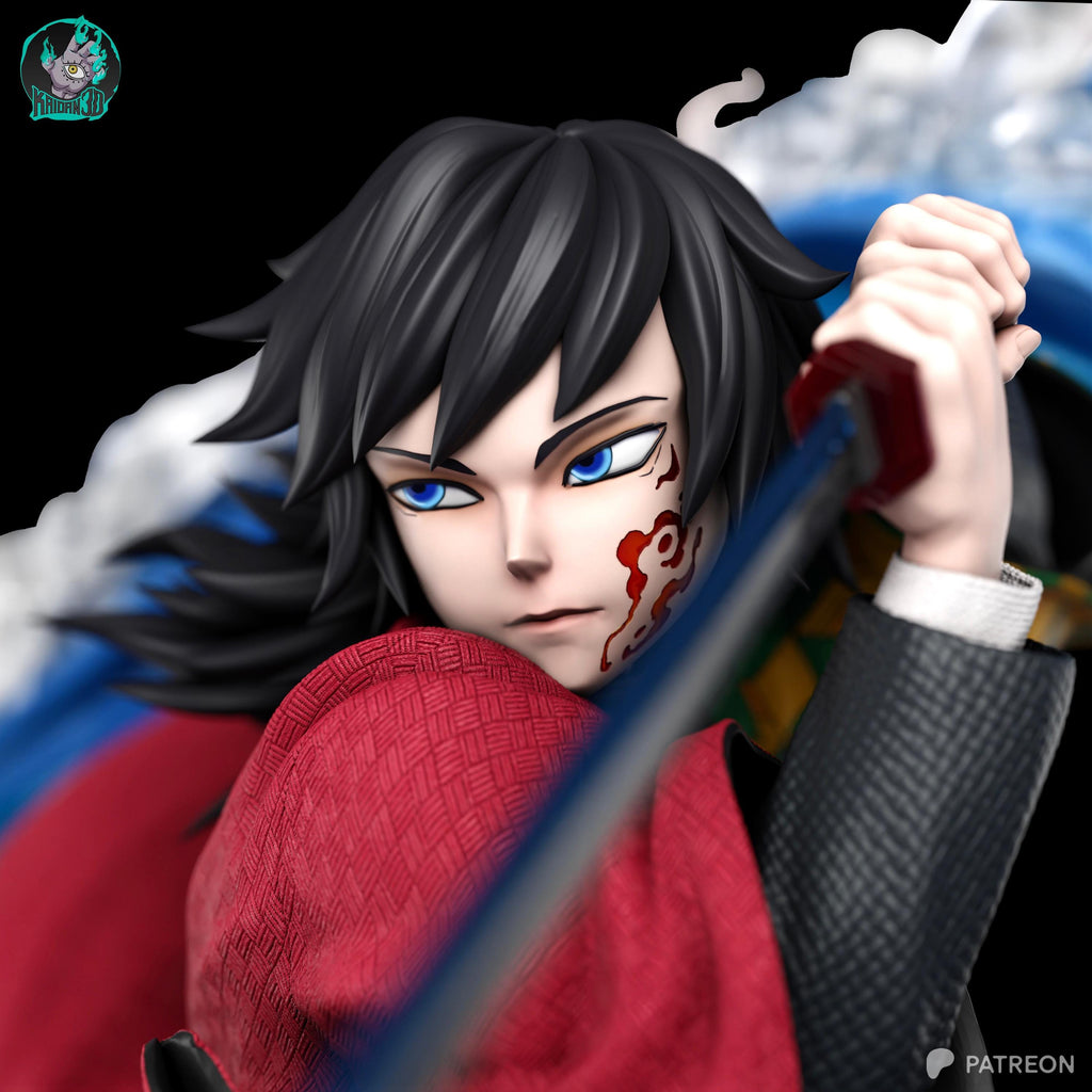 The Silent Tide - Demon Hunter Katana Warrior Anime Giyu Tomioka Resin Figure 16K