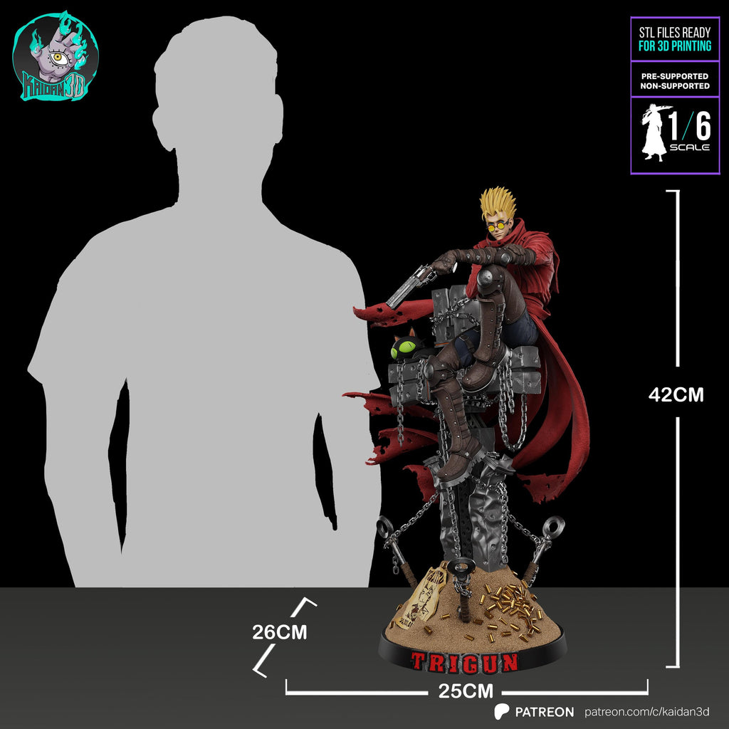 The Smiling Catastrophe - Gunslinger Sci-fi Western Outlaw Anime Vash The Stampede Resin Figure 16K