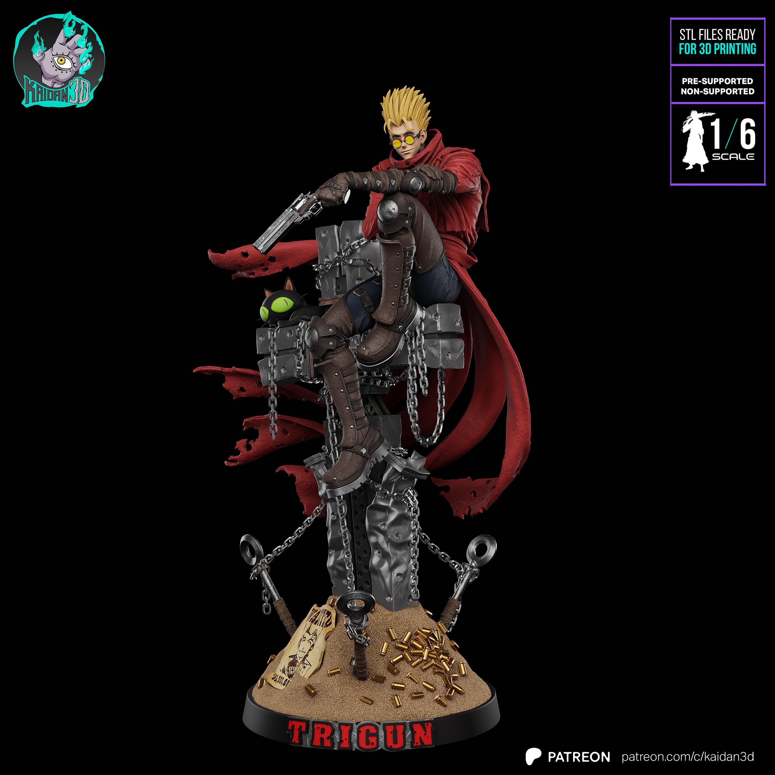 The Smiling Catastrophe - Gunslinger Sci-fi Western Outlaw Anime Vash The Stampede Resin Figure 16K