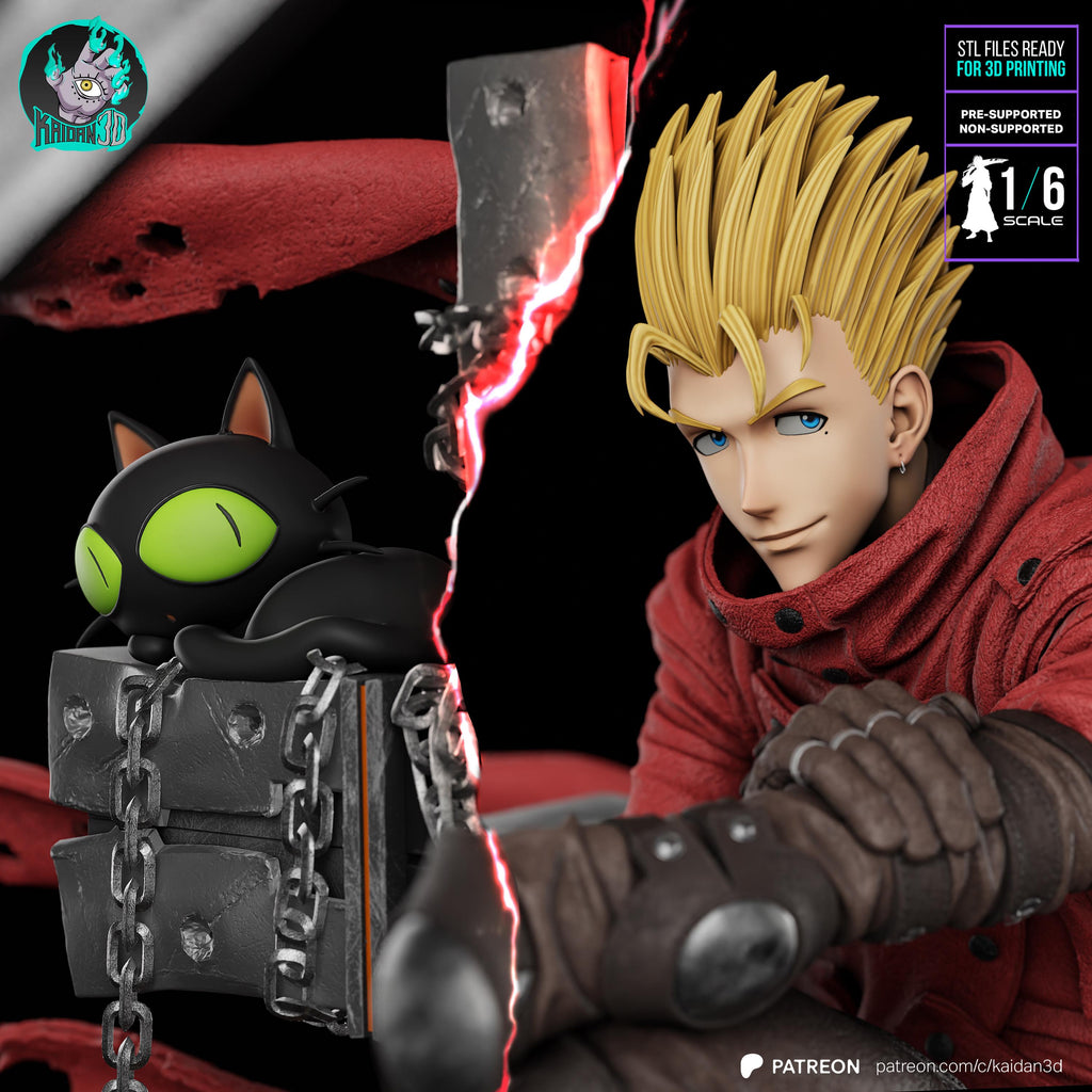 The Smiling Catastrophe - Gunslinger Sci-fi Western Outlaw Anime Vash The Stampede Resin Figure 16K