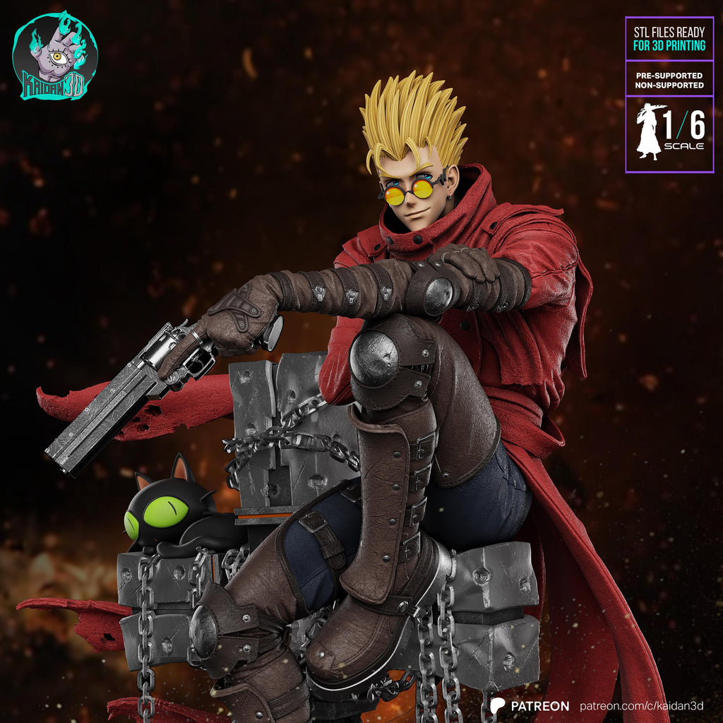 The Smiling Catastrophe - Gunslinger Sci-fi Western Outlaw Anime Vash The Stampede Resin Figure 16K
