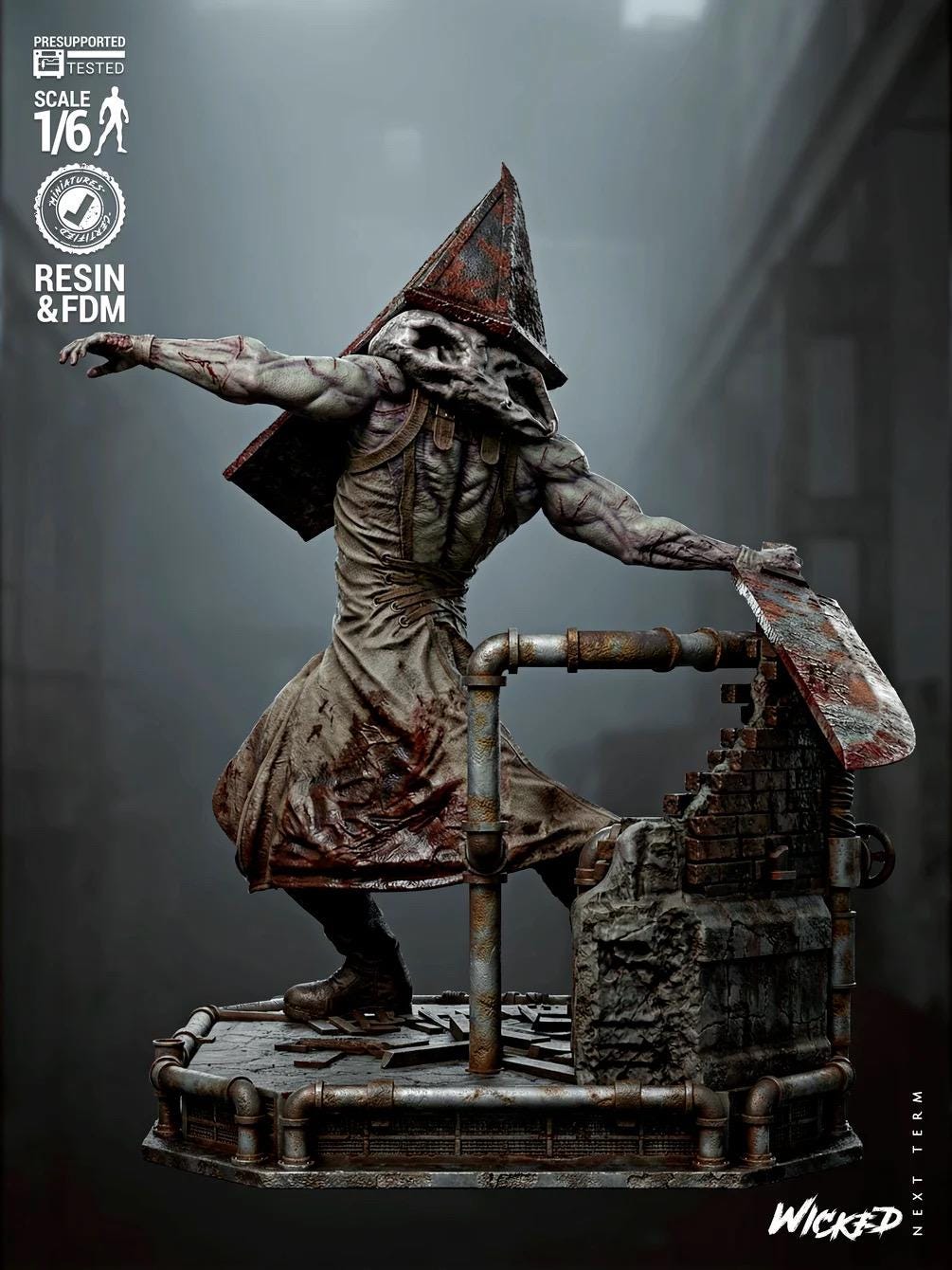 Executioner Of Guilt - Psychological Horror Monster Silent City Pryamid Head Resin Figure 16K