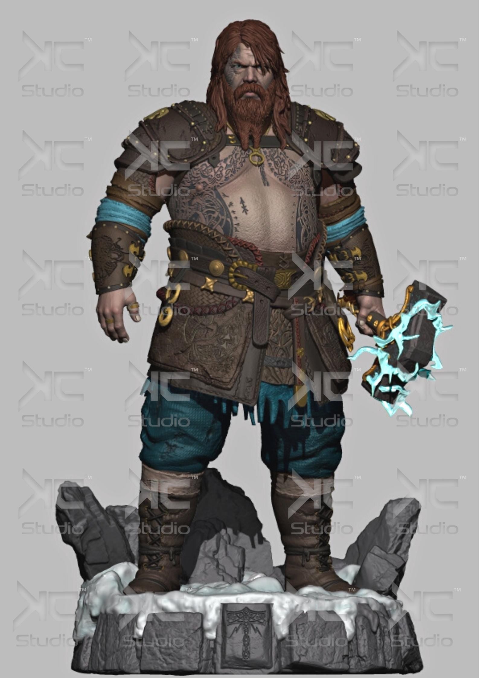 Giantsbane Of The Storm - Nordic Dark Mythology Fantasy God Thor Resin Figure 16K
