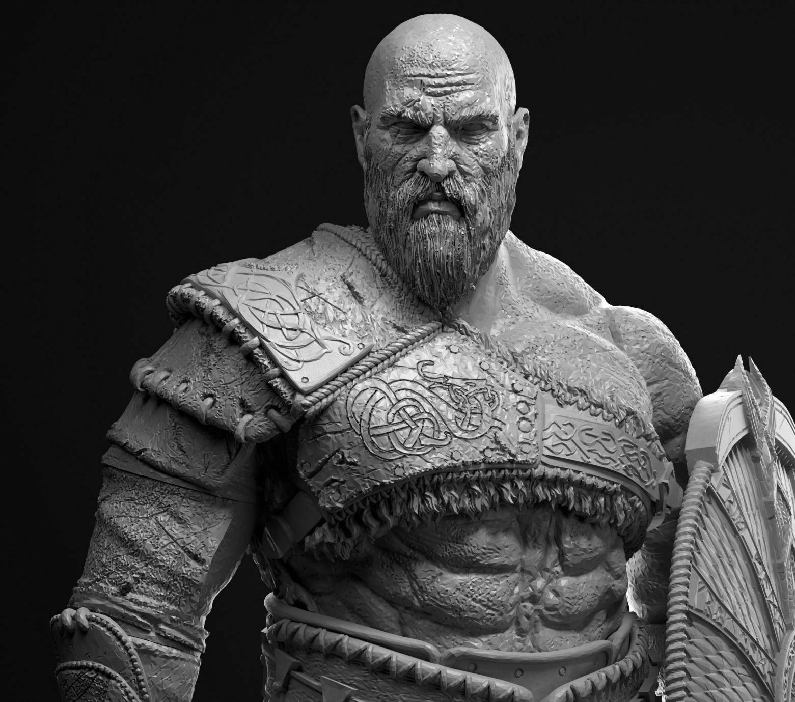 Scarred Godslayer - Nordic Dark Mythology Fantasy God Kratos Resin Figure 16K