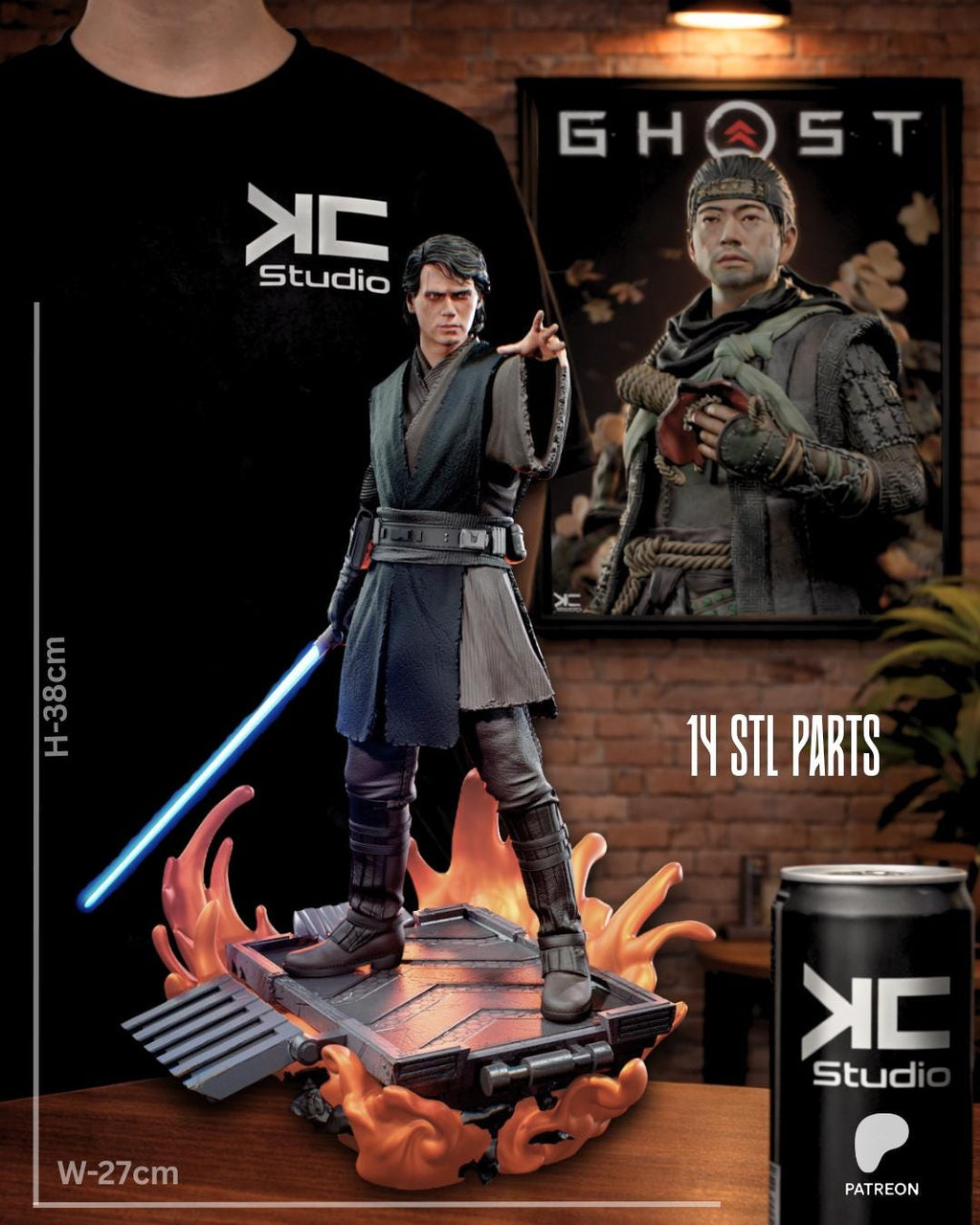 The Fallen Knight - Sci-fi Knight Force Wielder Anakin Skywalker Resin Figure 16K