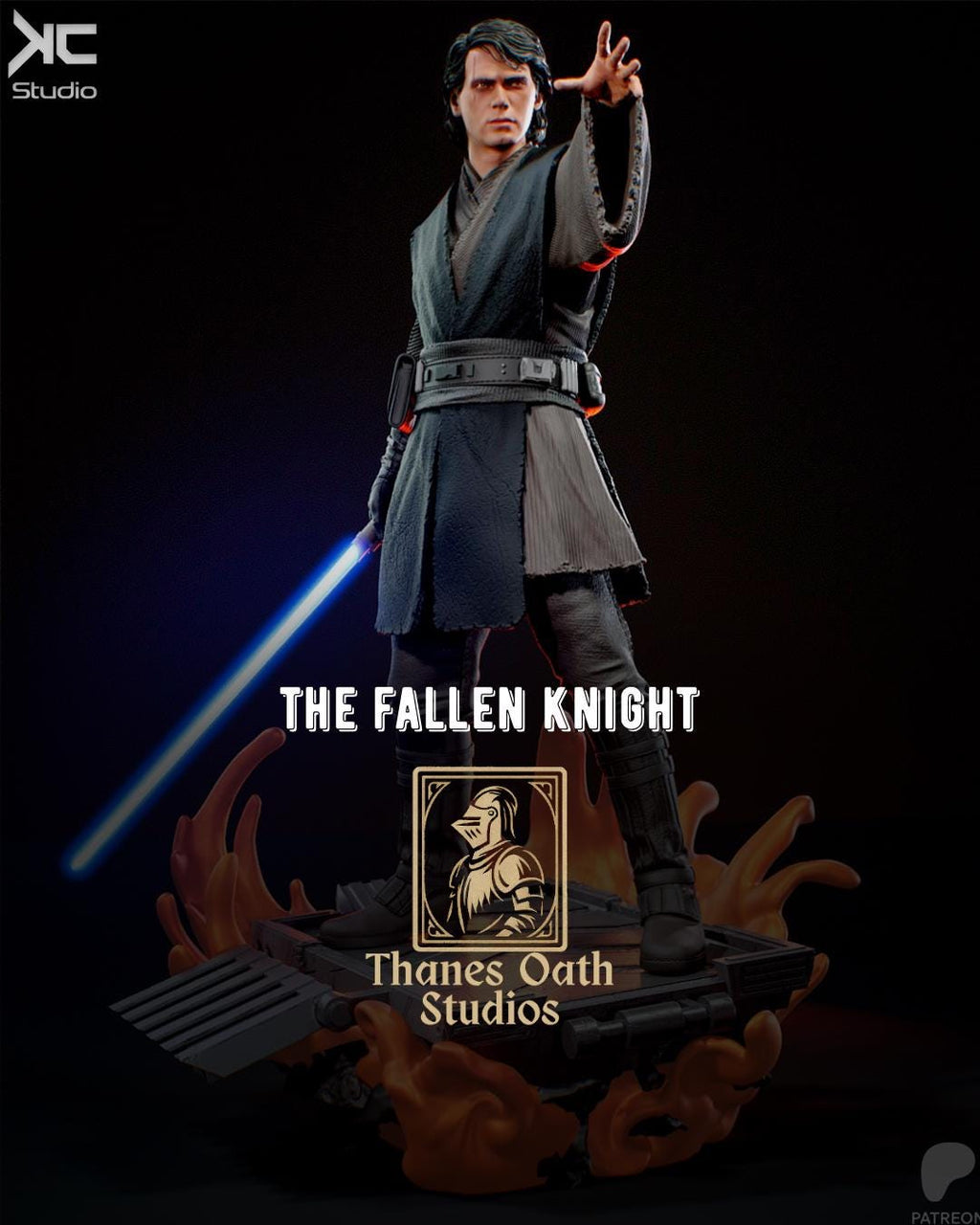 The Fallen Knight - Sci-fi Knight Force Wielder Anakin Skywalker Resin Figure 16K