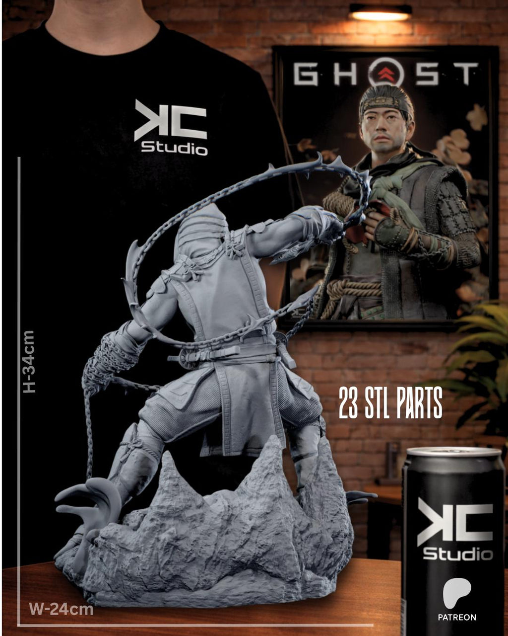 Infernal Revenant - Fire Ninja Martial Arts Fighting Fantasy Scorpion Resin Figure 16K
