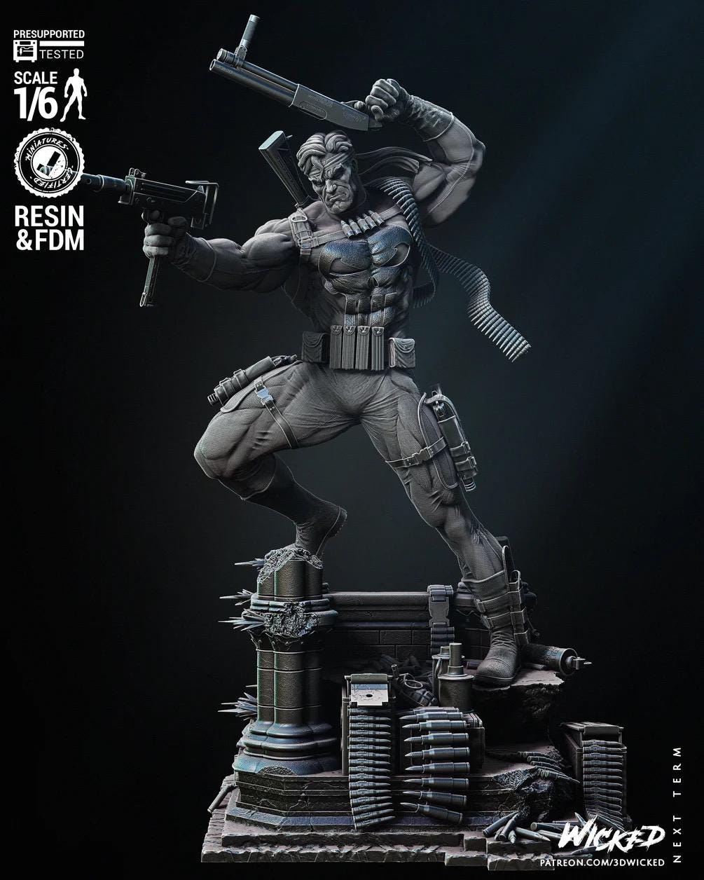 Skull-marked Enforcer - Vigilante Superhero Skull Soldier The Punisher Resin Figure 16K