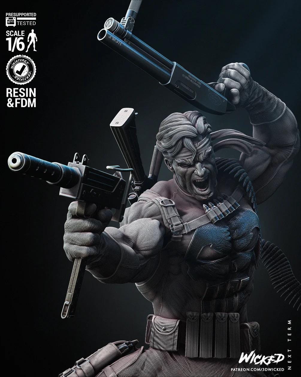 Skull-marked Enforcer - Vigilante Superhero Skull Soldier The Punisher Resin Figure 16K