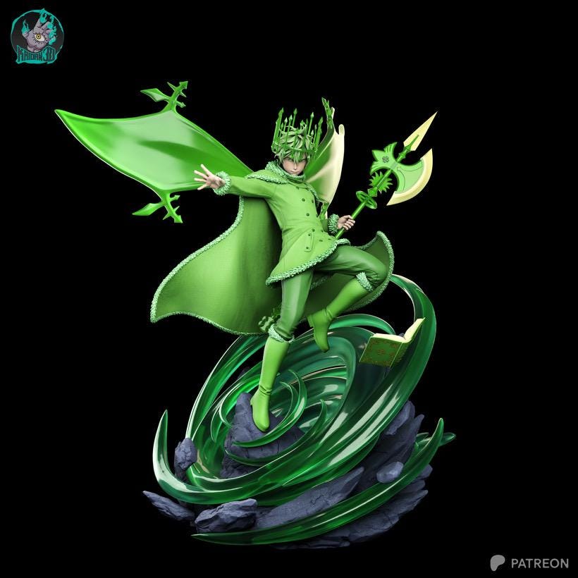 The Wind-Crowned Prodigy - Anime Mage Grimoire Spellcaster Yuno Resin Figure 16K