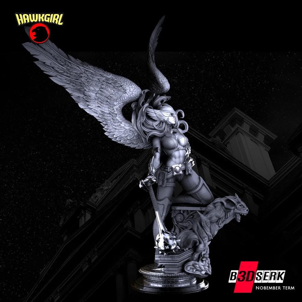 Skyborne Battle Maiden - Sci-Fi Comic Superhero Fantasy Hawkgirl Resin Figure 16K