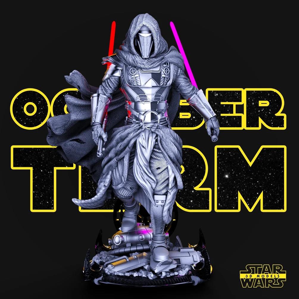 Crimson Warlord - Dark Lord Sci-Fi Mythic Horror Darth Revan Resin Figure 16K