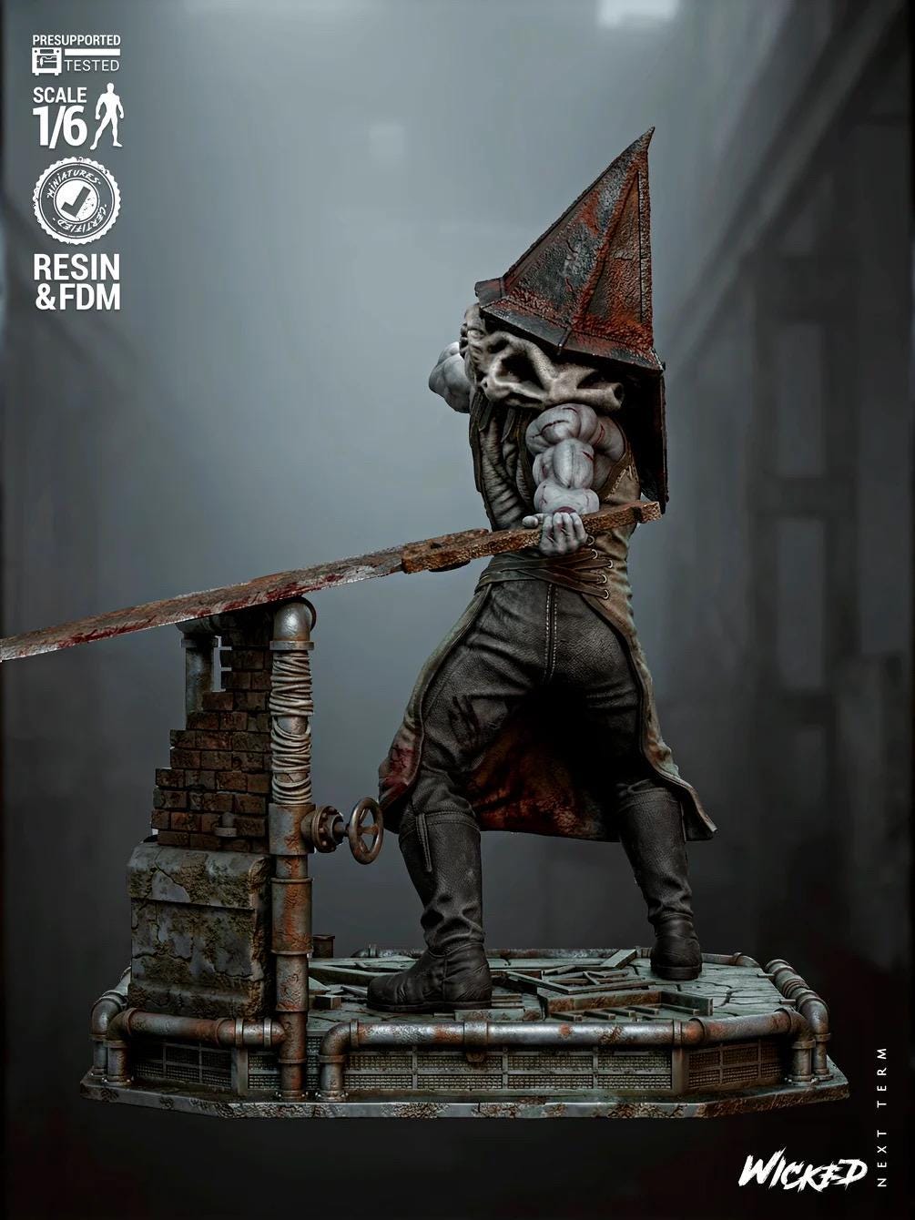 Executioner Of Guilt - Psychological Horror Monster Silent City Pryamid Head Resin Figure 16K