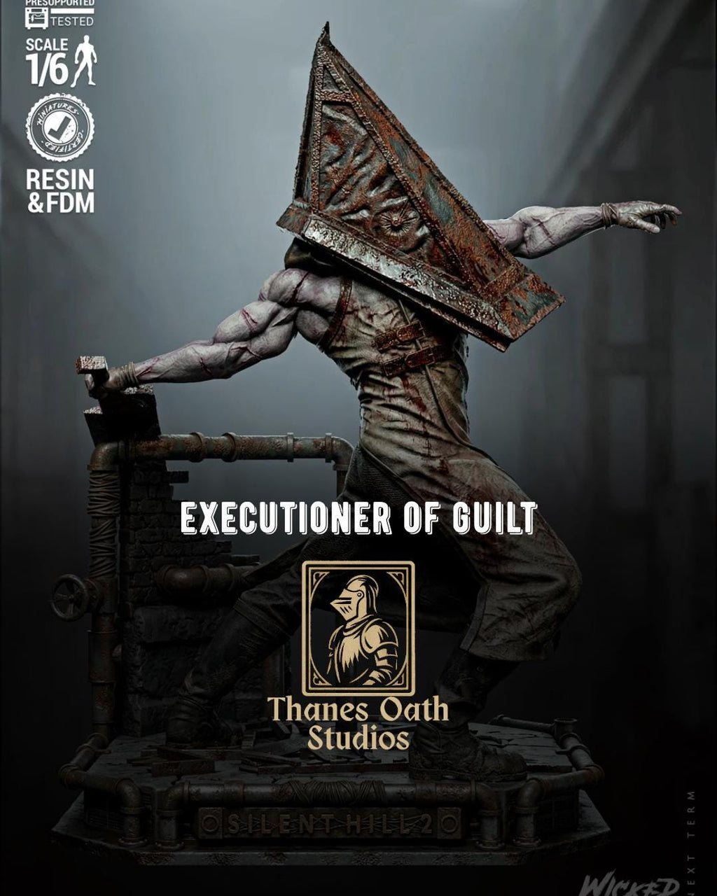 Executioner Of Guilt - Psychological Horror Monster Silent City Pryamid Head Resin Figure 16K