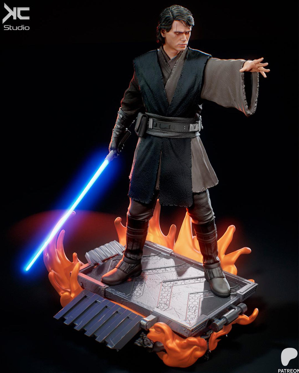 The Fallen Knight - Sci-fi Knight Force Wielder Anakin Skywalker Resin Figure 16K
