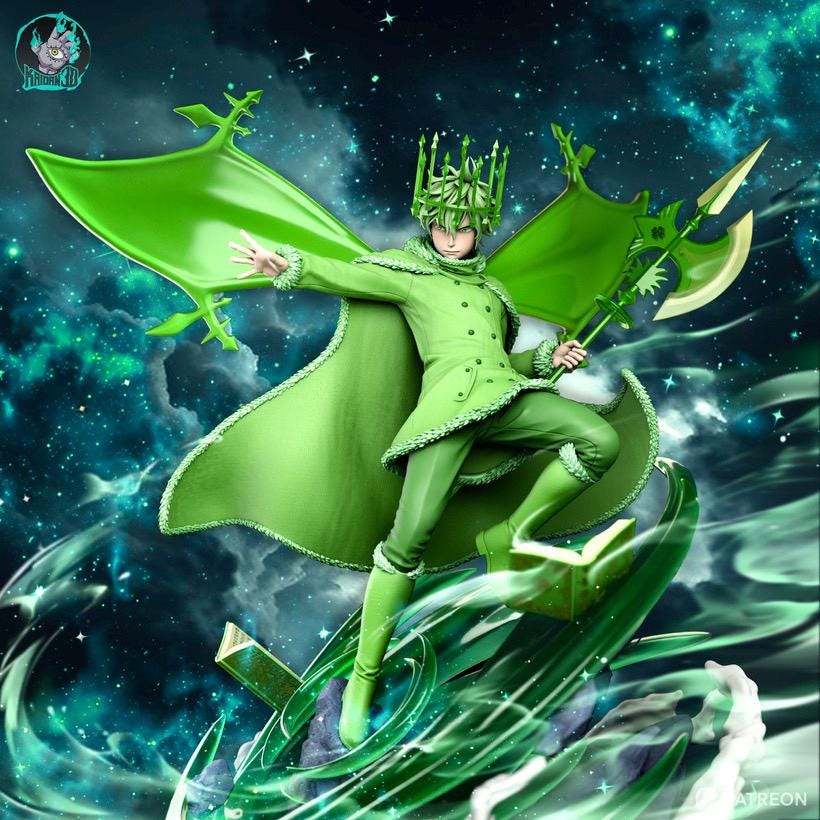The Wind-Crowned Prodigy - Anime Mage Grimoire Spellcaster Yuno Resin Figure 16K