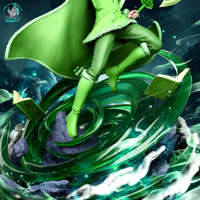 The Wind-Crowned Prodigy - Anime Mage Grimoire Spellcaster Yuno Resin Figure 16K