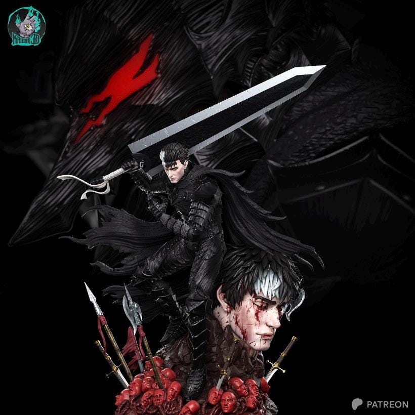 Black Iron Revenant - Dark Fantasy Berserker Knight Anime Guts Resin Figure 16K