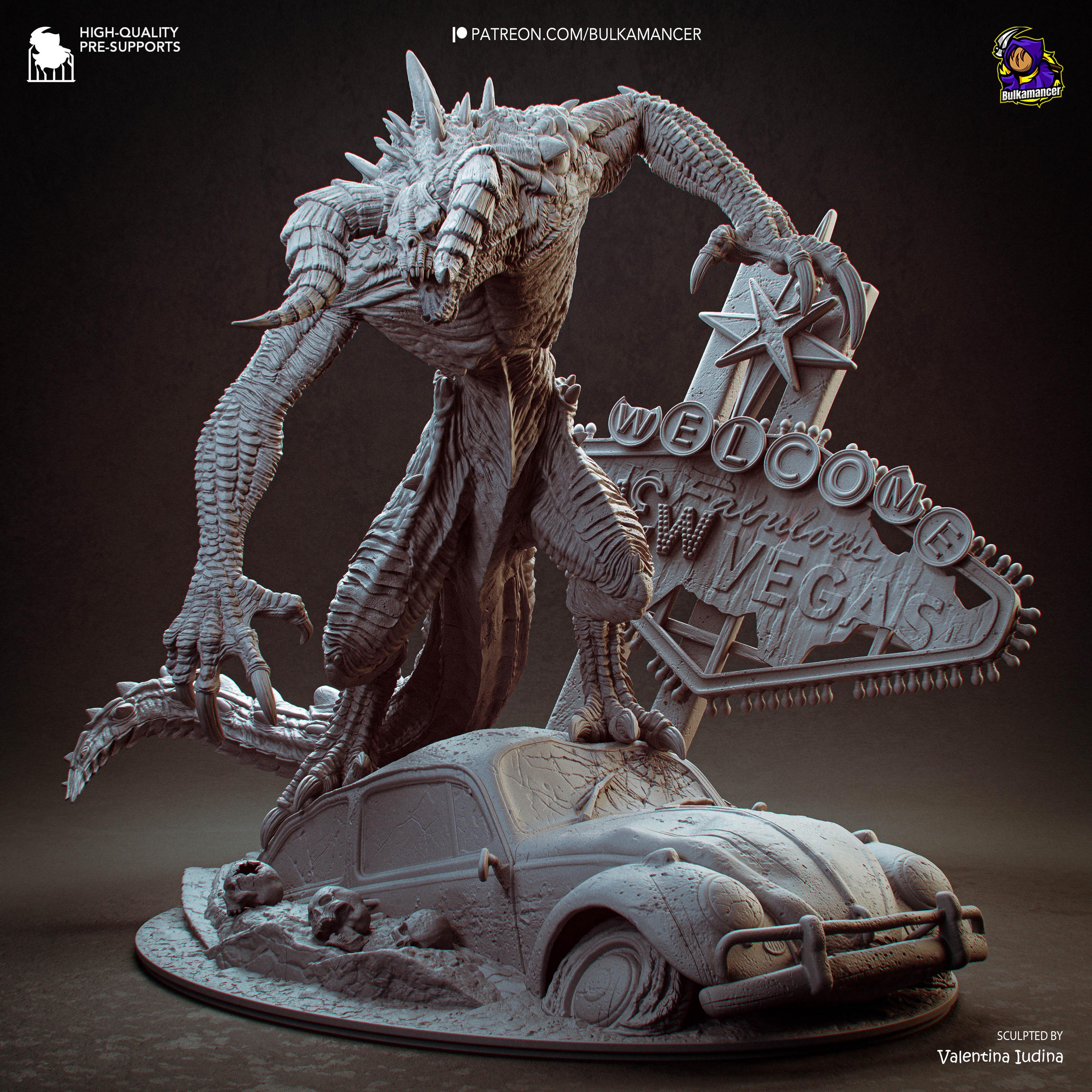 Nuclear Dreadbeast - Post Apocalyptic Wasteland Monster Deathclaw Resin Figure 16K