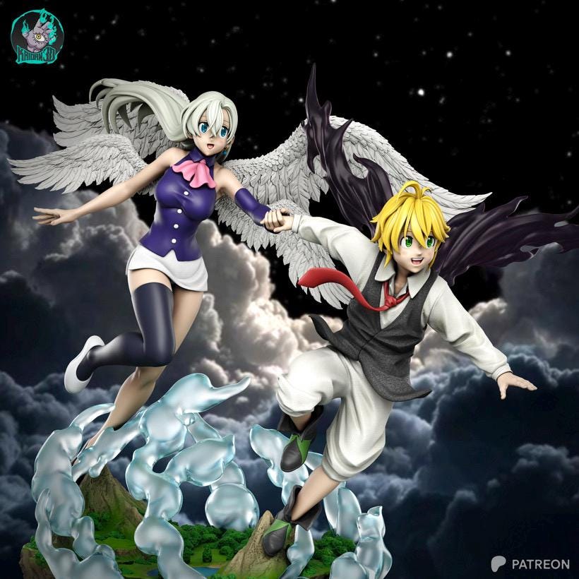 Eternal Bond - God & Goddess Anime Couple Meliodas and Elizabeth Resin Figure 16K