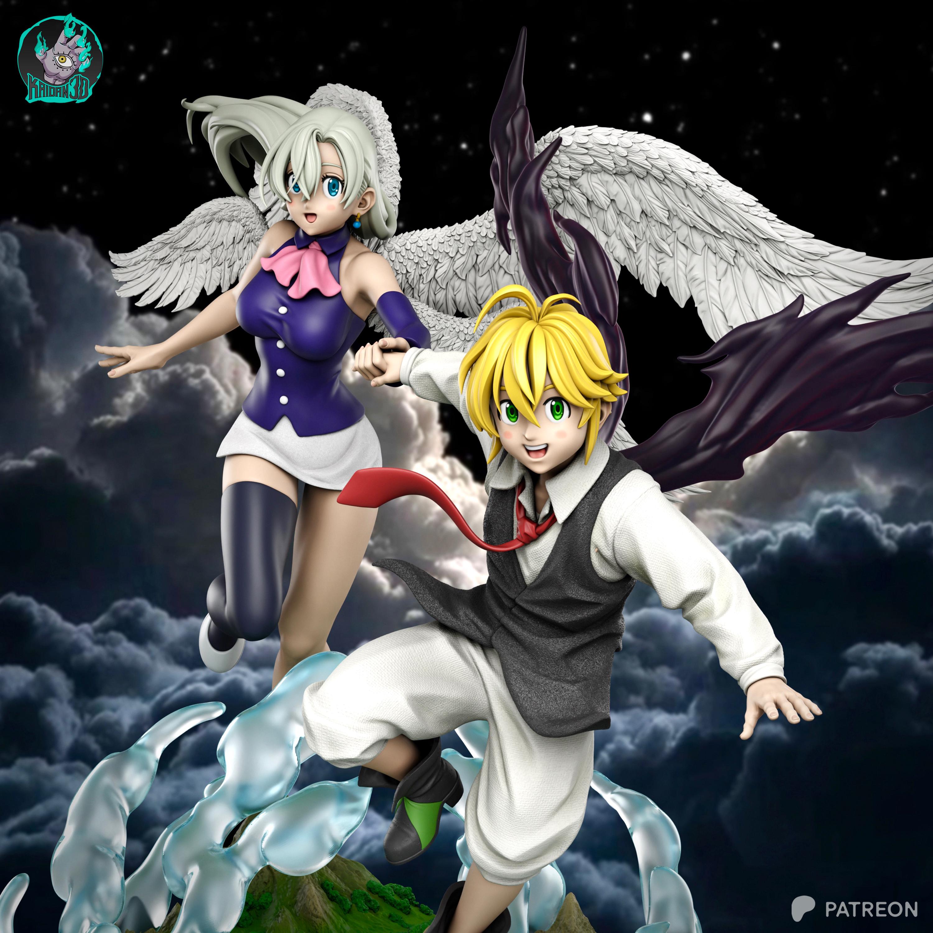 Eternal Bond - God & Goddess Anime Couple Meliodas and Elizabeth Resin Figure 16K