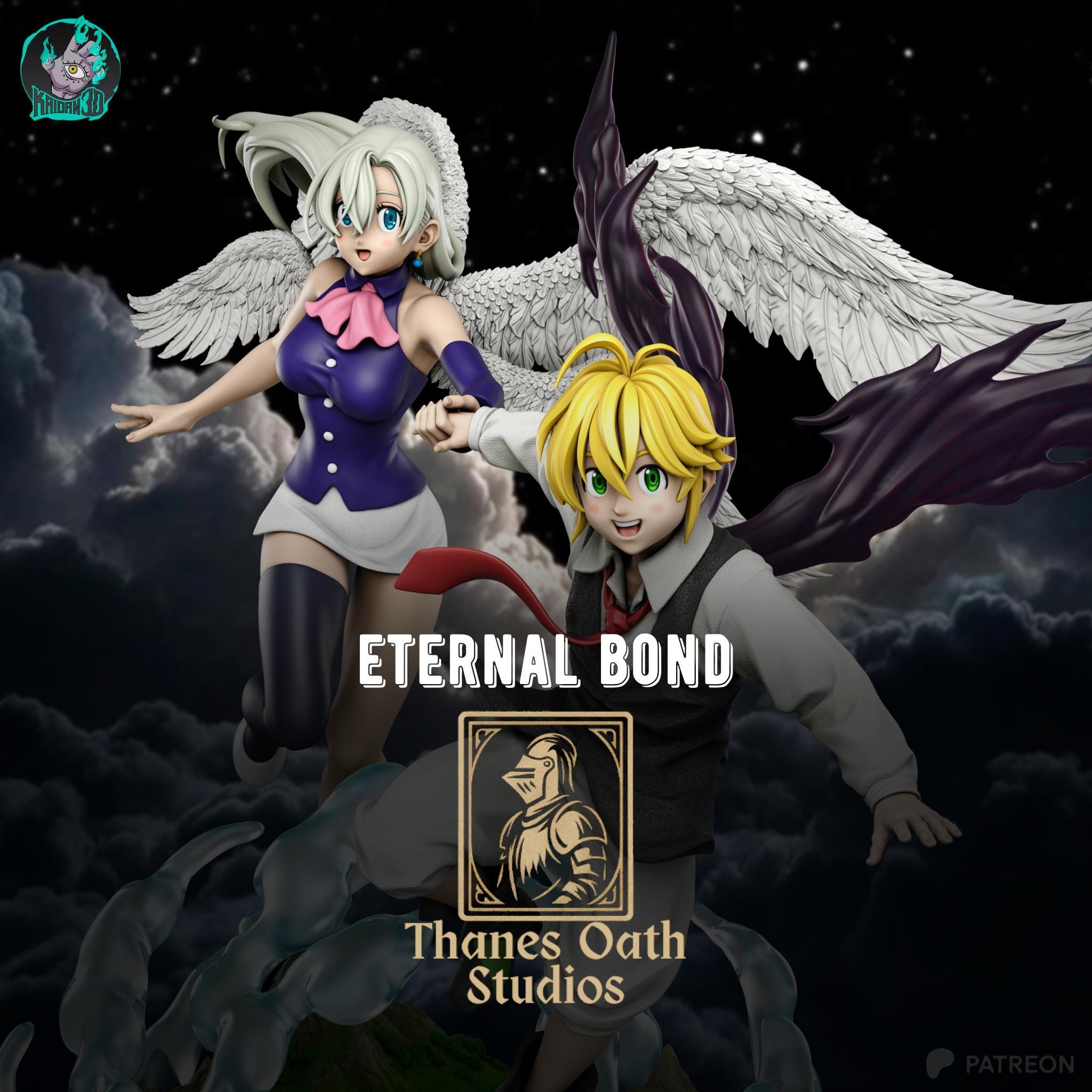 Eternal Bond - God & Goddess Anime Couple Meliodas and Elizabeth Resin Figure 16K