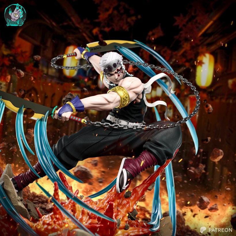 The Flashy Pillar - Anime Master Ninja Monster Slayer Tengen Uzui Resin Figure 16K