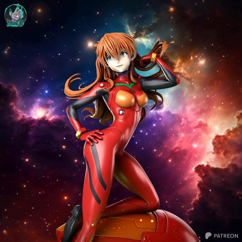 Red Unit Pilot - Anime Pilot Crimson Valkyrie Asuka Langley Resin Figure 16K