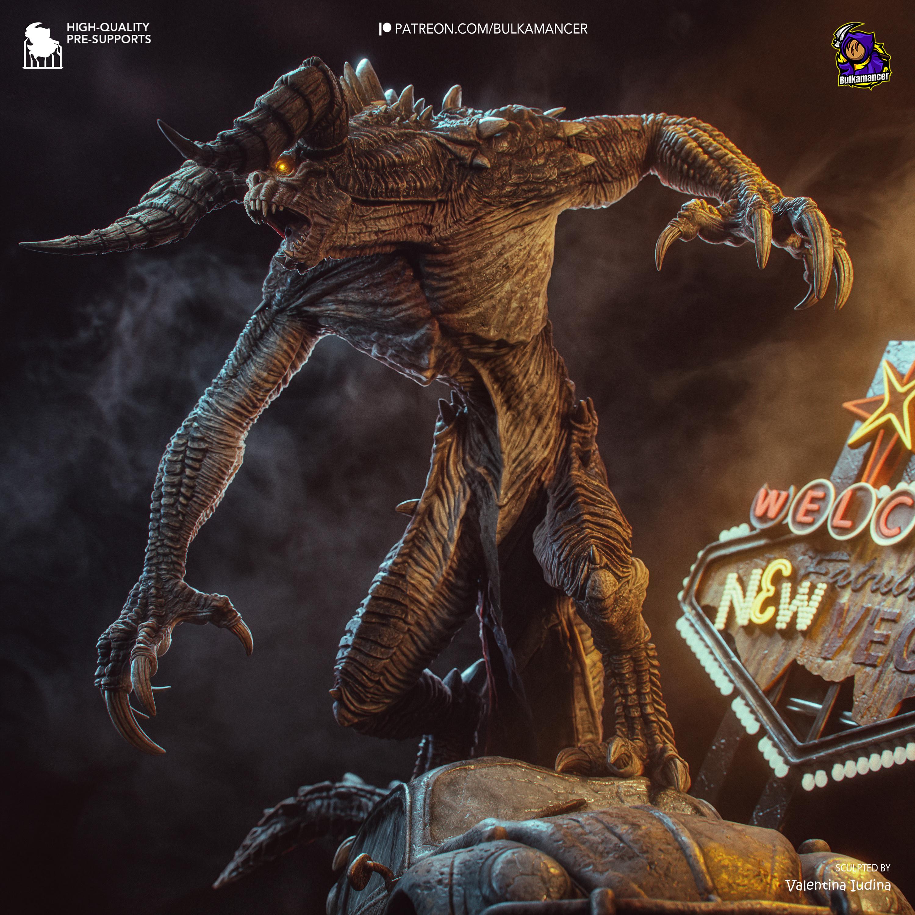 Nuclear Dreadbeast - Post Apocalyptic Wasteland Monster Deathclaw Resin Figure 16K
